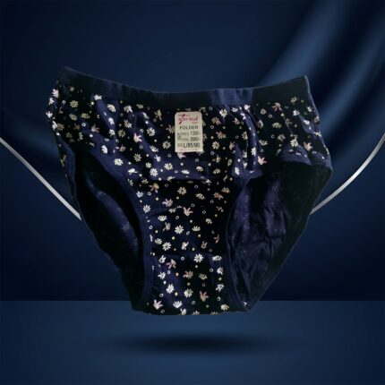 Women's Dark Blue Premium Cotton Floral Print Brief Panty