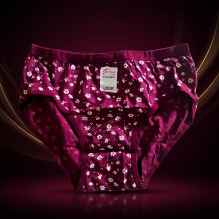 Women's Red Premium Cotton Floral Print Brief Panty
